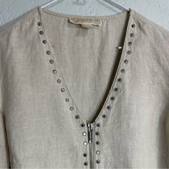 Michael Michael Kors 100% Linen Tunic Top Beige Size M - Picture 5 of 16